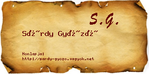 Sárdy Győző névjegykártya